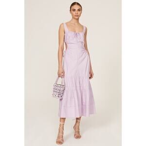 NICHOLAS Lilac Purple 100% Cotton Betty Keyhole Neckline Side Cutouts Dress 12